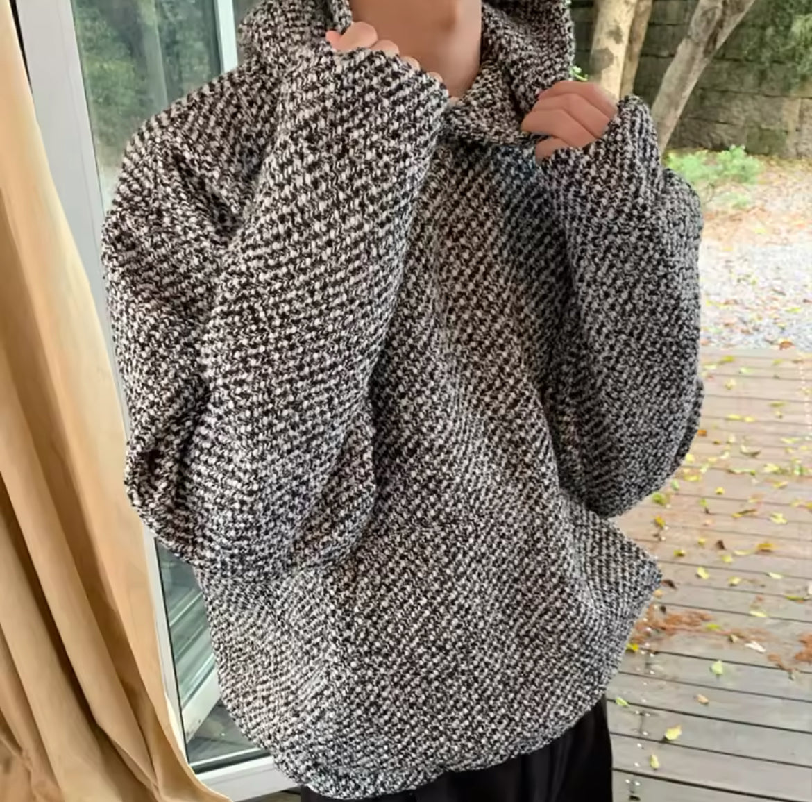 Knitted Tweed Hoodie
