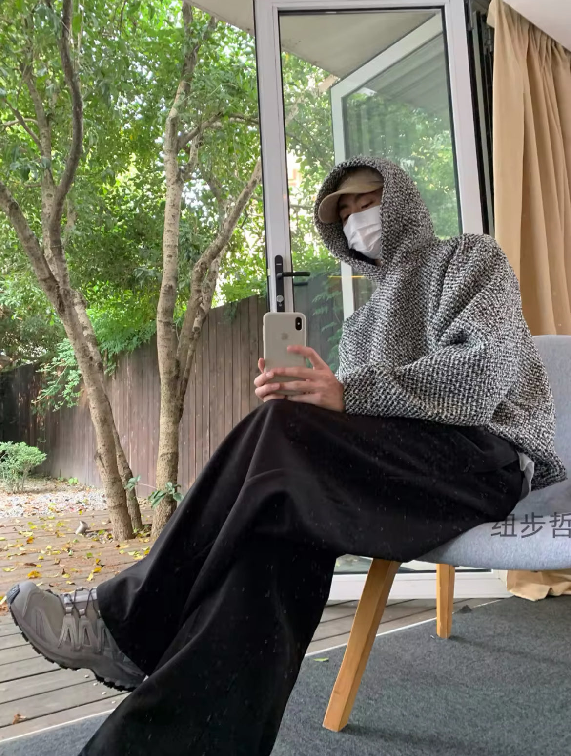 Knitted Tweed Hoodie