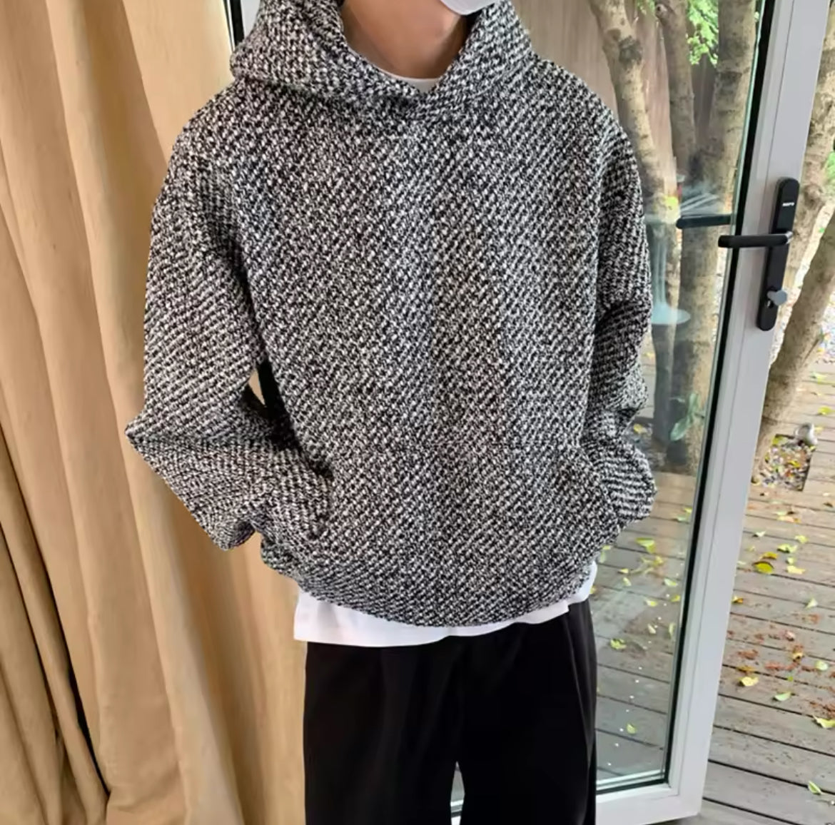 Knitted Tweed Hoodie