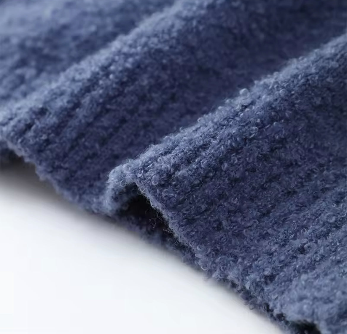 Blue Wool Boucle Sweater