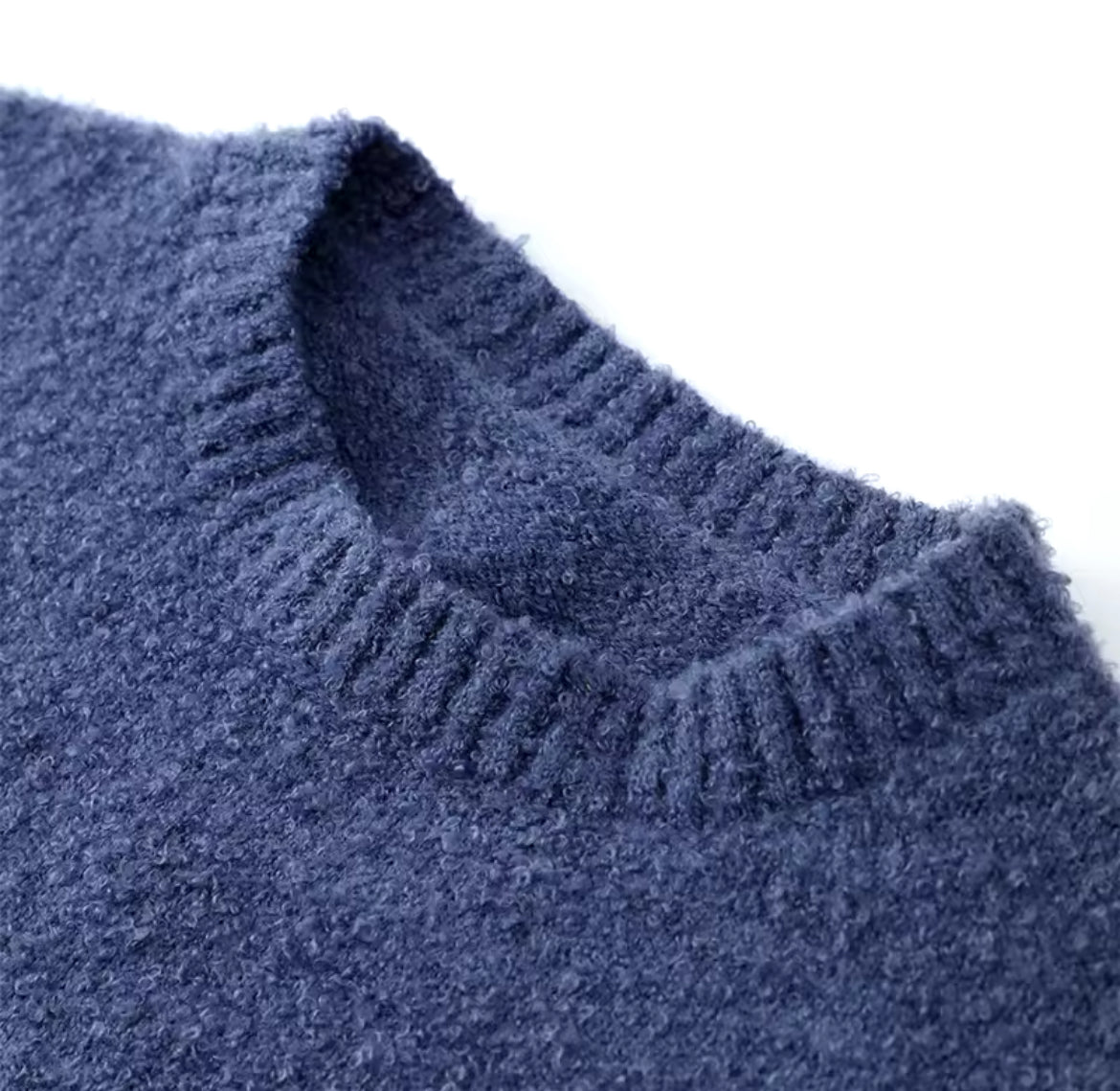Blue Wool Boucle Sweater
